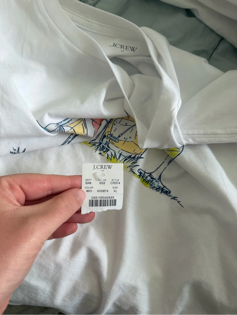 J. Crew White Short-Sleeve Tee with Golf Cocktail Graphic